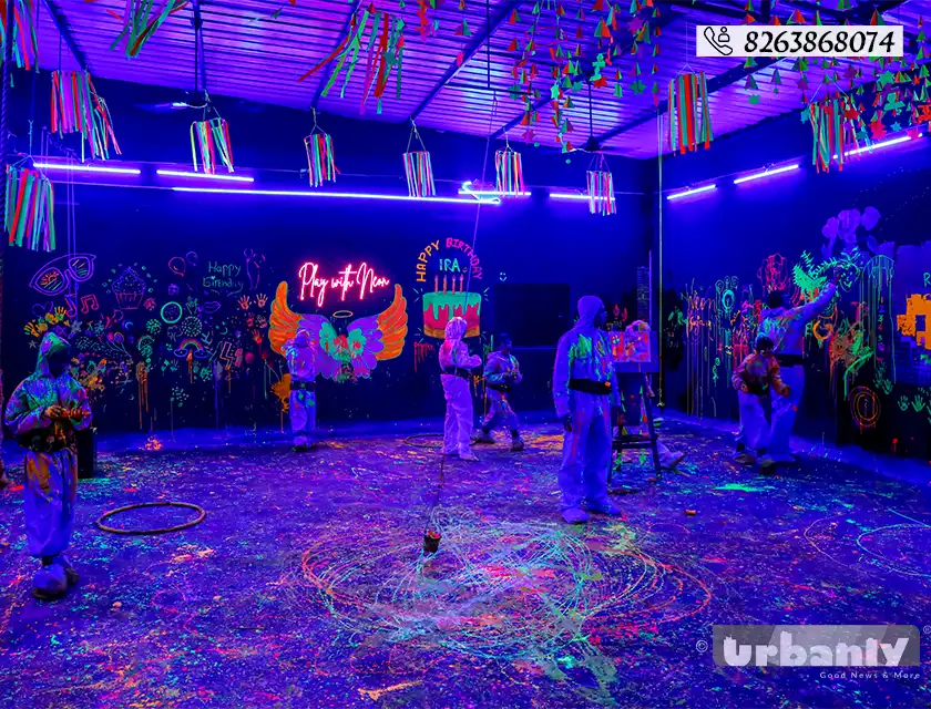 Only place in Pune where you can play with neon paints anywhere!