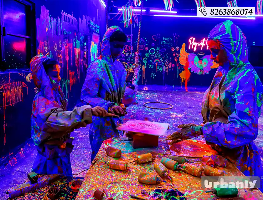 Only place in Pune where you can play with neon paints anywhere!